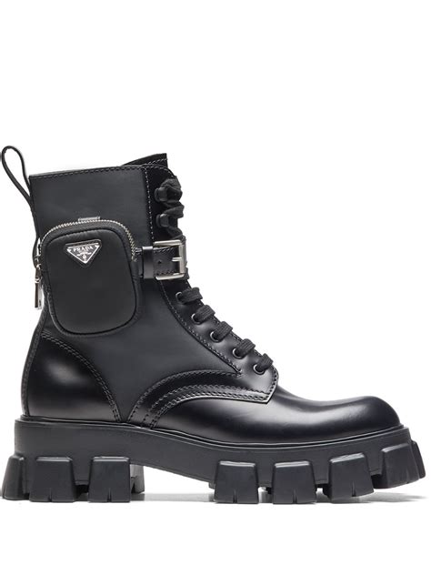 prada women's knee high boots|Prada ankle pouch combat boots.